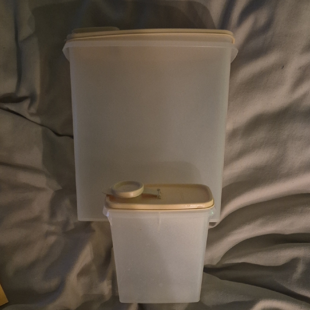 Tupperware Translucent White Food Storage Containers with Cream Lids